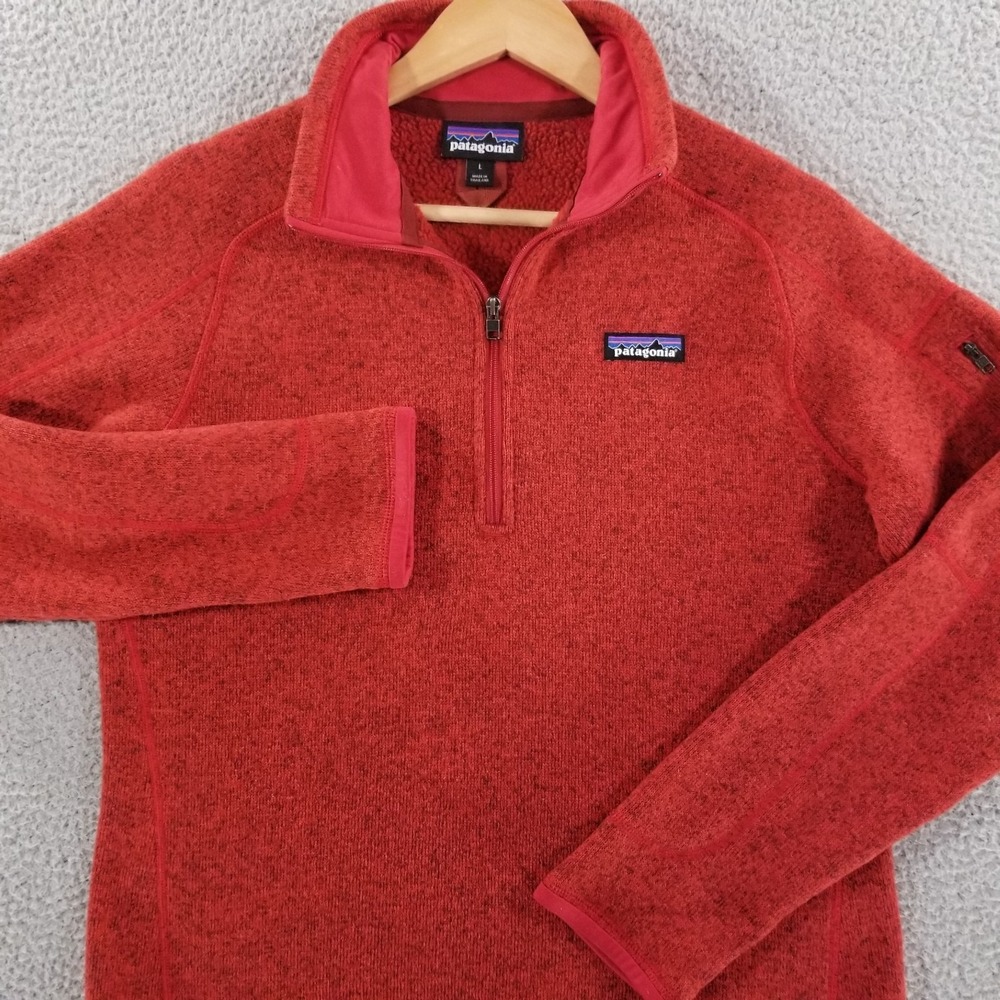 Patagonia Better Sweater Womens Large Red 1/4 Zip Pullover Sweatshirt Jacket